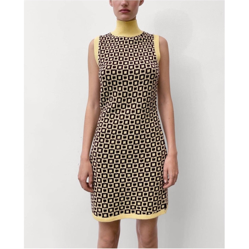 Zara Geometric Print Jacquard Knit Sleeveless Dress